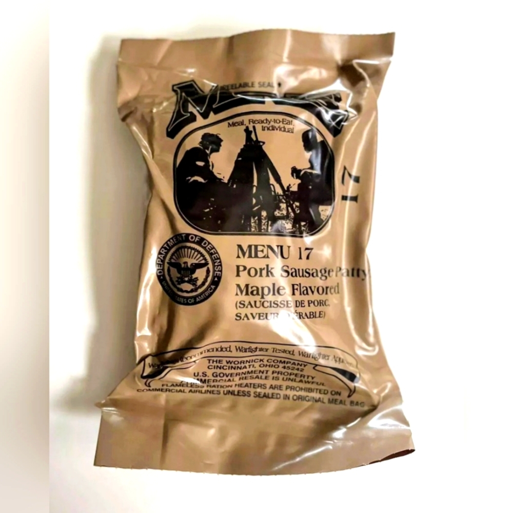 COPY - New SEALED Military MRE MENU 17 Pork Sauage